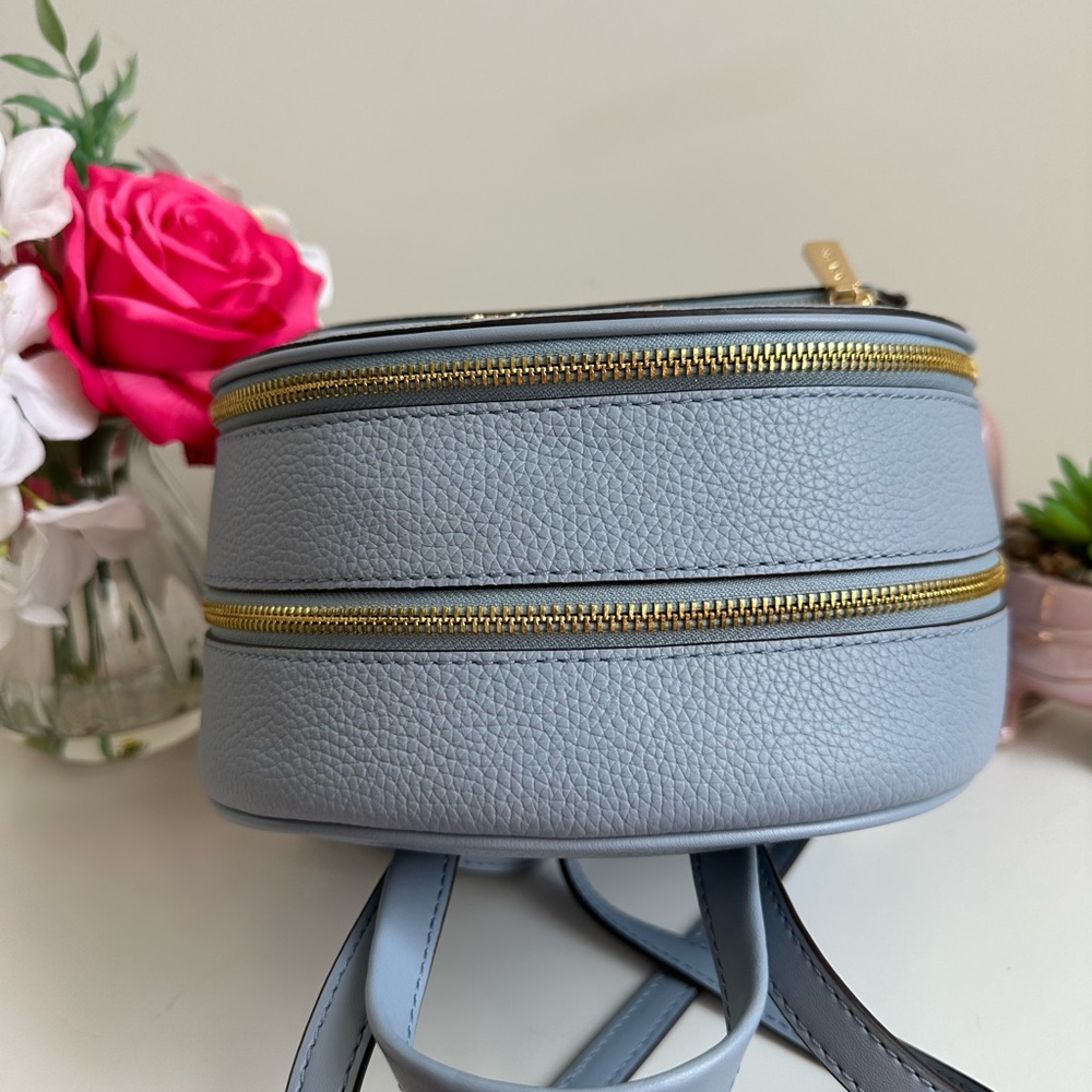 Michael Kors Adina Medium Leather Backpack Pale Blue - Picture 3 of 8